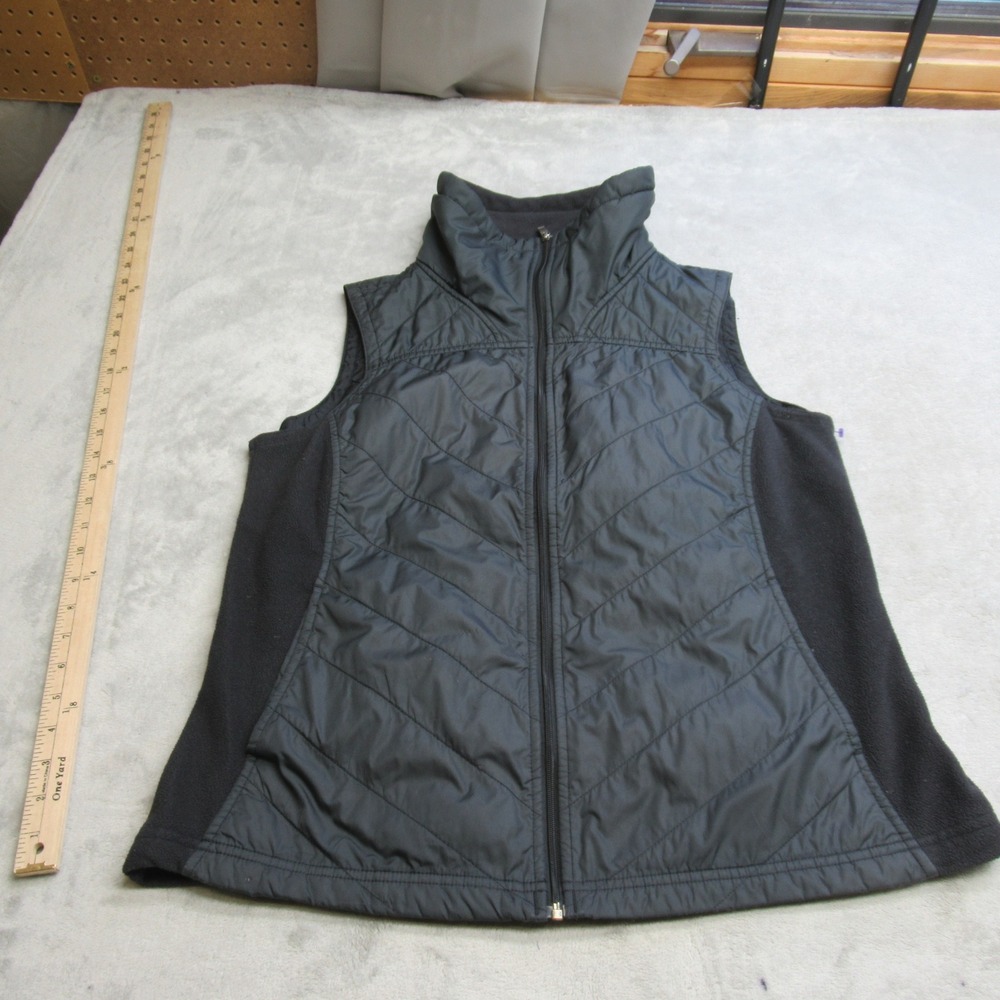 Columbia Vest Womens Large Black Insulated Quilted‎ Fleece Hybrid Mix It Around